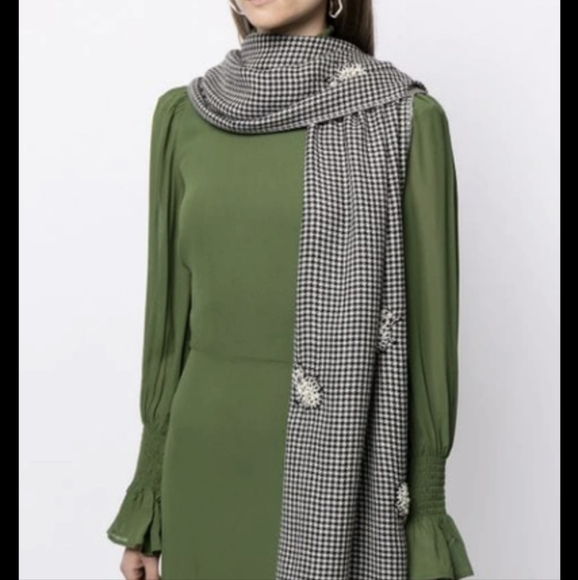 JANAVI Houndstooth Butterfly Merino Wool Blanket Scarf - Picture 11 of 11